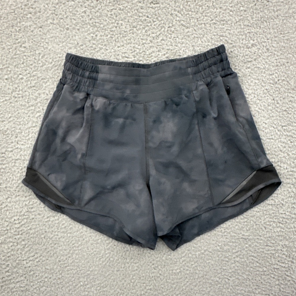 Lululemon Hotty Hot High Rise Shorts 4" Diamond Dye Pitch Grey Athletic Women 6